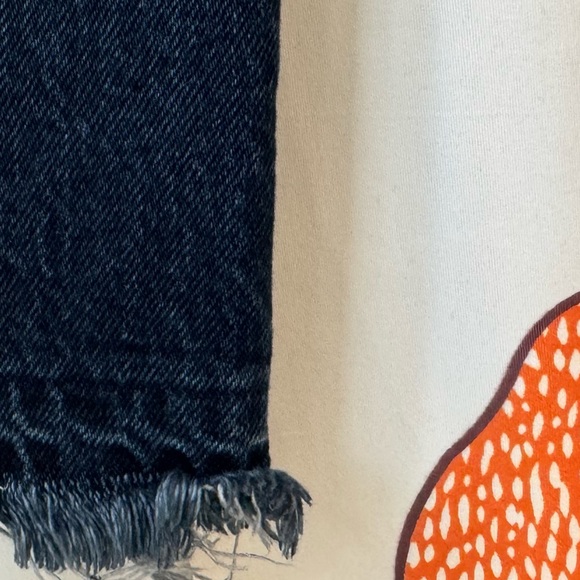 Loft - distressed hem, denim, wide legged trouser pants. Size 27/4 petite - Picture 5 of 5